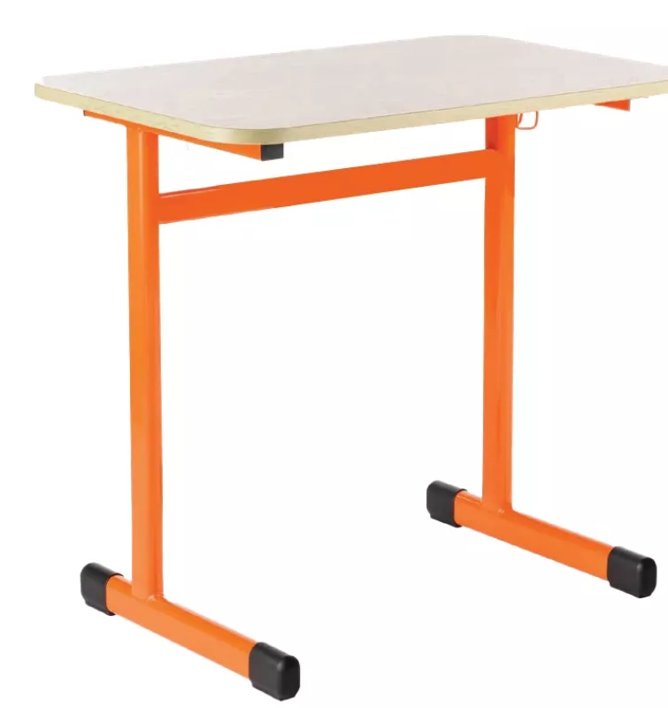 Školní stůl TITAN jednomístný bez košíku - v. 64 cm - Oranžová/Javor