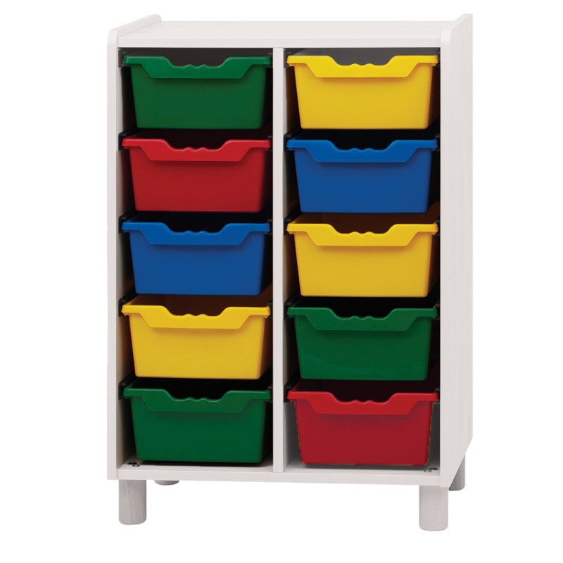 Úložný prostor s deseti barevnými koši/přihrádkami - Bílá
