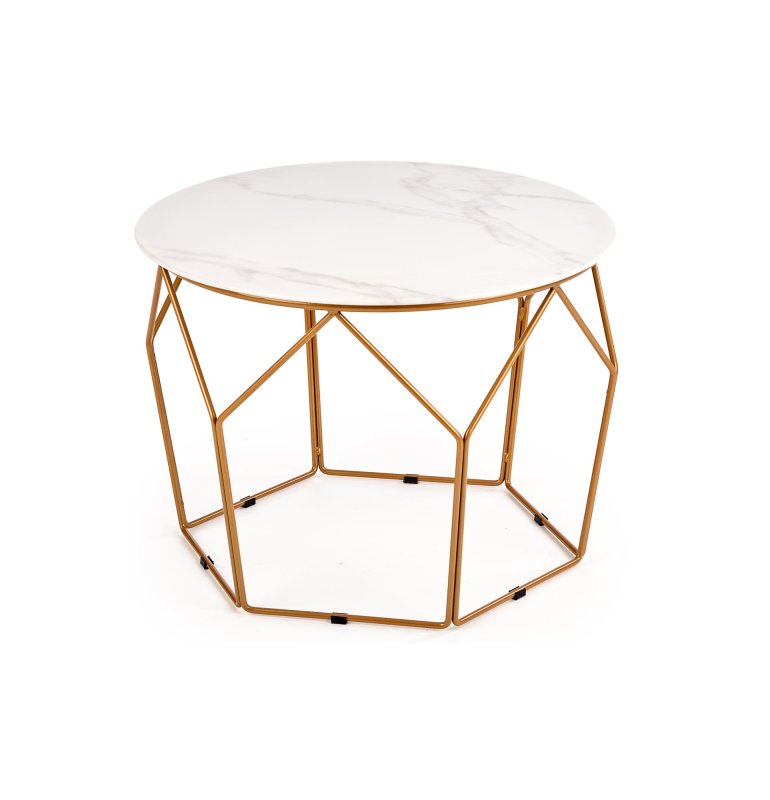 Konferenční stolek Madison 60x45cm - Bílá/Zlatá