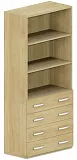 Skříň policová, zásuvky/niky 80x42x180cm - Třešeň