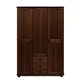 Skříň třídvéřová šatní z masivní borovice se zásuvkami 125x60x190cm - Dub