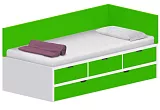 Dětská postel 90x200cm s úložným prostorem Anna - Mamba green