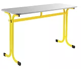 Školní dvoumístná lavice bez košíku - v. 82 cm - Žlutá/Šedá