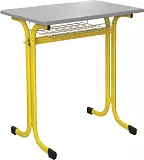 Školní jednomístná lavice s košíkem - v. 82 cm - Žlutá/Šedá